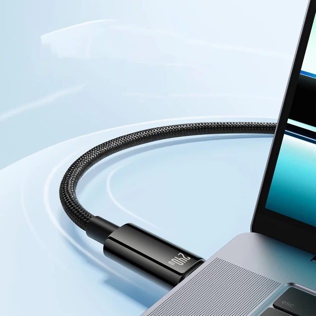 Кабель Baseus Tungsten Gold USB-C to USB-C 240W 2m Black (CAWJ040101) - изображение 5