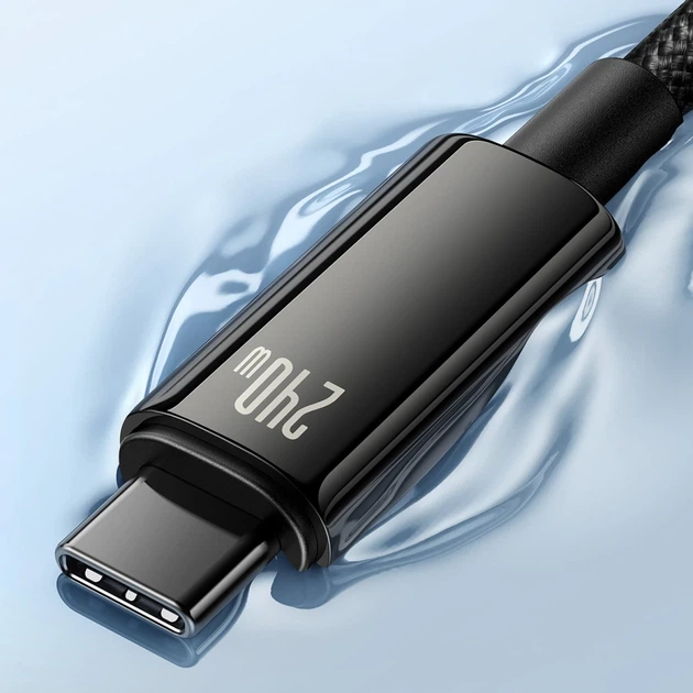 Кабель Baseus Tungsten Gold USB-C to USB-C 240W 2m Black (CAWJ040101) - изображение 6