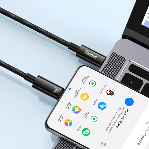 Кабель Baseus Tungsten Gold USB-C to USB-C 240W 2m Black (CAWJ040101) - изображение 7