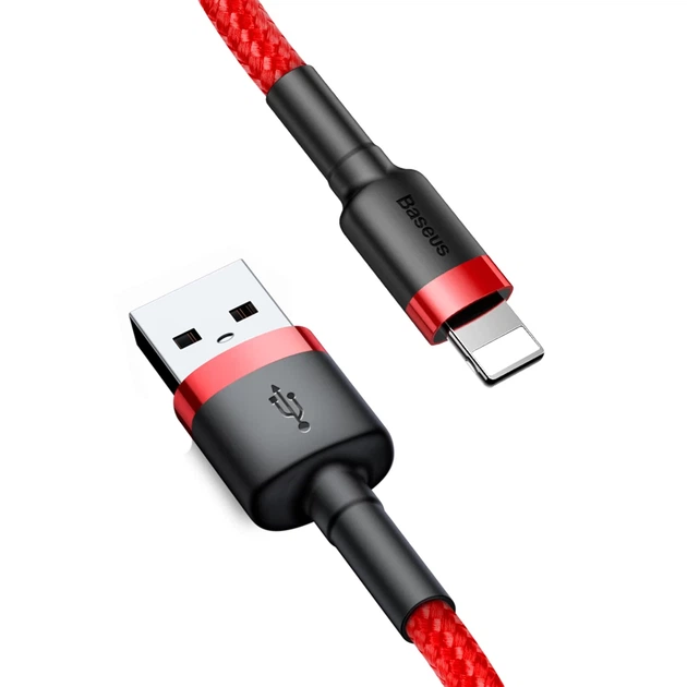 Кабель Baseus Kevlar Cable USB for Lightning 1.5A 2M Gray+Red (CALKLF-C09) - Фото 5 Кабель Baseus Kevlar Cable USB for Lightning 1.5A 2M Gray+Red (CALKLF-C09) - зображення 5
