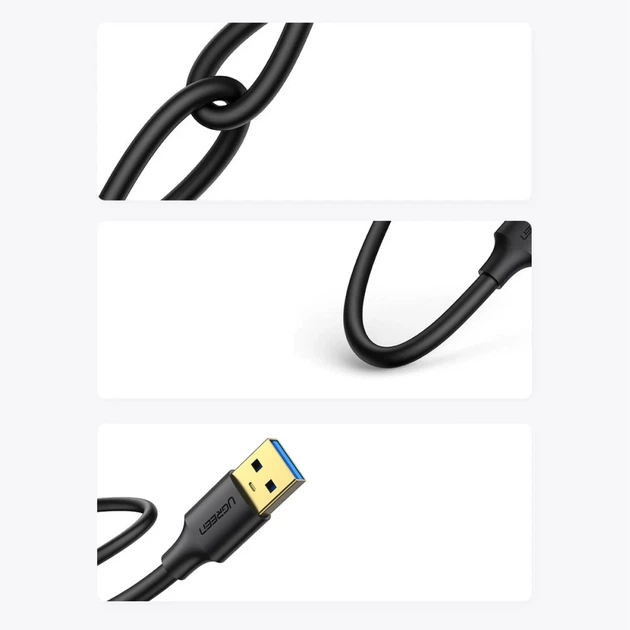 Кабель Ugreen USB-A to USB-A 0.5m Black (6957303800513) - зображення 7