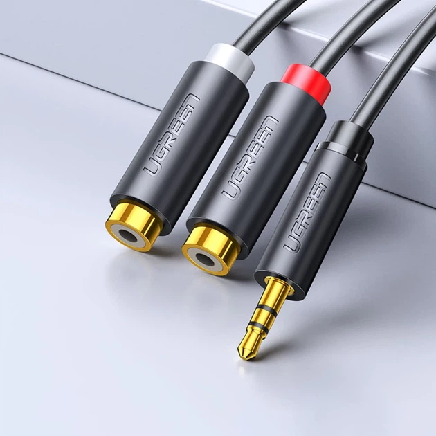 Аудіоадаптер Ugreen Jack 3.5mm (Male) to 2x RCA (Female) 0.25m Grey (6957303815470) - зображення 2