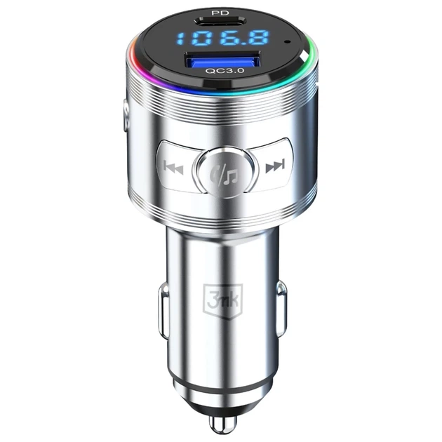 Автомобильное зарядное устройство 3mk Hyper Car Power Transmitter QC | PD 48W USB-C/USB-A Silver (5903108636247) - изображение 3