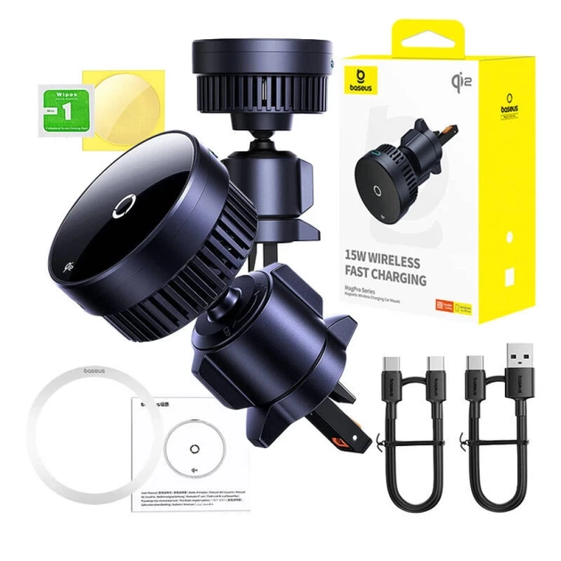 Автодержатель с функцией беспроводной зарядки Baseus MagPro 15W Black with MagSafe (C40164100121-01) - Фото 10 Автодержатель с функцией беспроводной зарядки Baseus MagPro 15W Black with MagSafe (C40164100121-01) - изображение 10