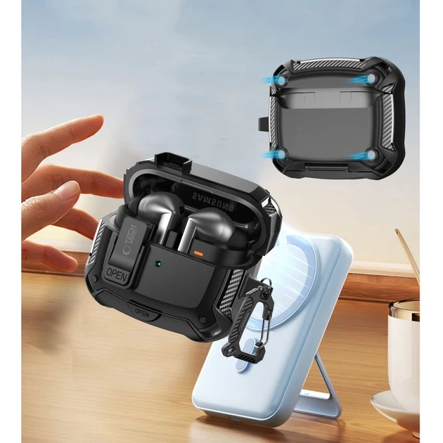 Чехол для навушників Tech-Protect Carbonox для Samsung Galaxy Buds 3 | 3 FE | 3 Pro Black with MagSafe (5906302333752) - изображение 8