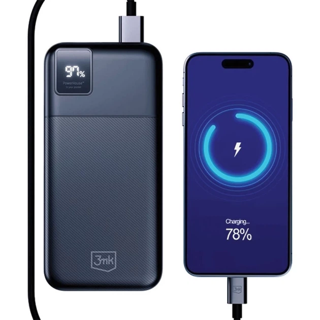 Портативное зарядное устройство 3mk PowerHouse 20000 mAh USB-C | 2x USB-A QC 3.0 PD Blue (5903108527224) - Фото 3 Портативное зарядное устройство 3mk PowerHouse 20000 mAh USB-C | 2x USB-A QC 3.0 PD Blue (5903108527224) - изображение 3