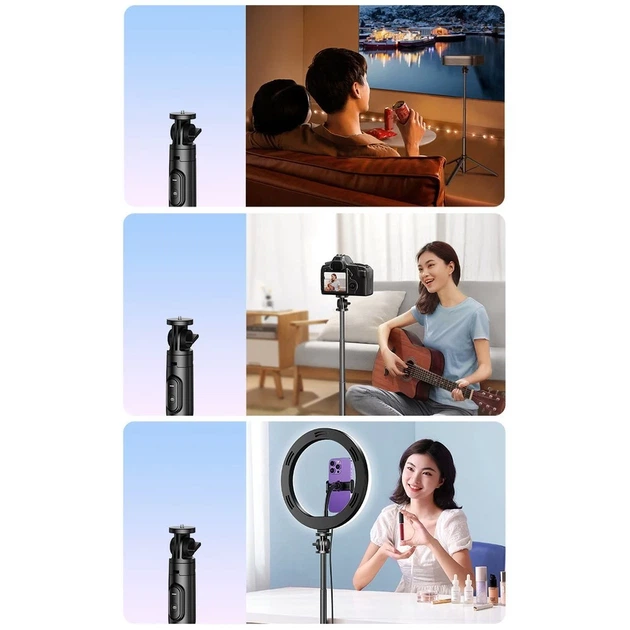 Універсальний штатив Ugreen with Stand and Bluetooth Remote Control 1.5m Black (6941876210626) - Фото 12 Універсальний штатив Ugreen with Stand and Bluetooth Remote Control 1.5m Black (6941876210626) - зображення 12