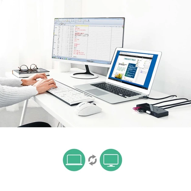 Перемикач Ugreen HUB Switch 4x USB-A 2.0 Black (UGR282) - Фото 3 Перемикач Ugreen HUB Switch 4x USB-A 2.0 Black (UGR282) - зображення 3