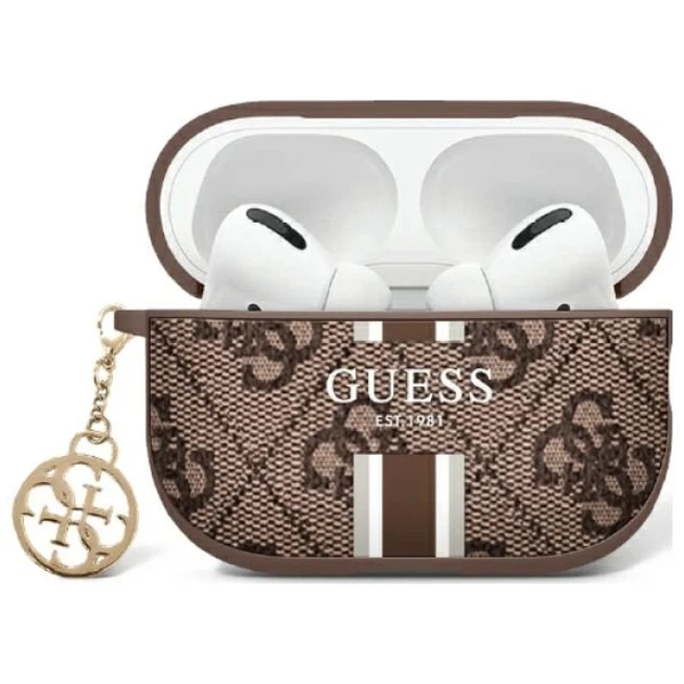 Чехол для наушников Guess 4G Printed Stripes Charm для AirPods 2 | 1 Brown (GUA2P4RPSW) - Фото 1 Чехол для наушников Guess 4G Printed Stripes Charm для AirPods 2 | 1 Brown (GUA2P4RPSW) - изображение 1