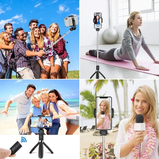 Универсальный штатив Tech-Protect L02S Wireless Selfie Stick Tripod Black (795787711484) - Фото 8 Универсальный штатив Tech-Protect L02S Wireless Selfie Stick Tripod Black (795787711484) - изображение 8