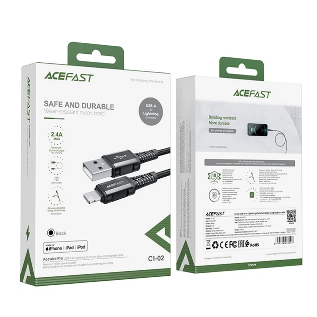 Кабель Acefast MFI USB-A to Lightning 1.2m Black (C1-02 Black) - зображення 5