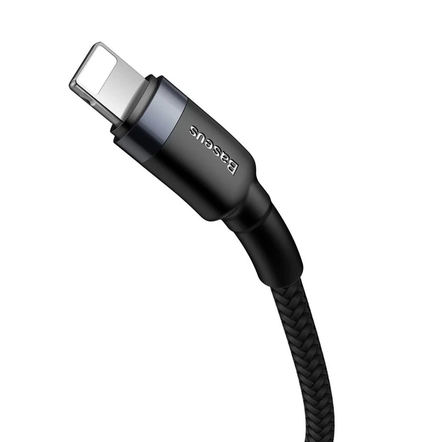 Кабель Baseus Cafule USB-C to Lightning 1m Black/Grey (CATLKLF-G1) - Фото 6 Кабель Baseus Cafule USB-C to Lightning 1m Black/Grey (CATLKLF-G1) - изображение 6
