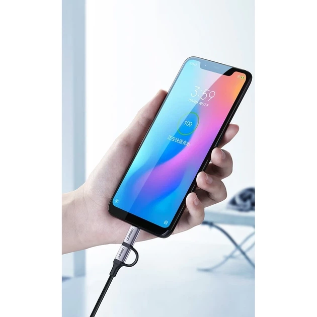 Кабель Ugreen 2-in-1 USB-A/micro USB/USB Type-C 2.4A 1m Black (UGR243BLKGRY) - зображення 5