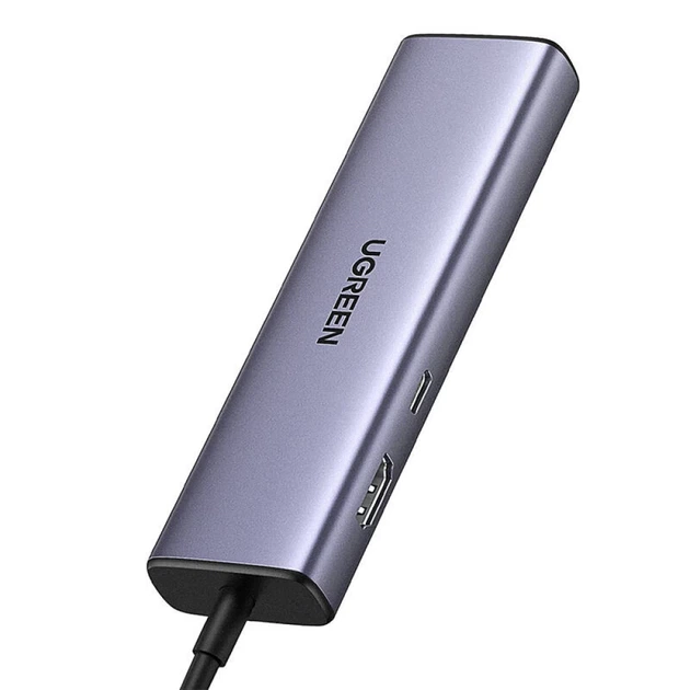 USB-хаб Ugreen CM512 6-in-1 USB-C to 3xUSB-A/USB-C/HDMI/RJ45 Silver (15598) - изображение 2