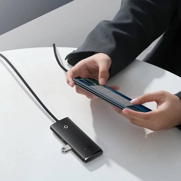 USB-хаб Baseus Lite Series Hub 4-in-1 USB-C to 4хUSB-A/USB-C 1m Black (WKQX030401) - зображення 10