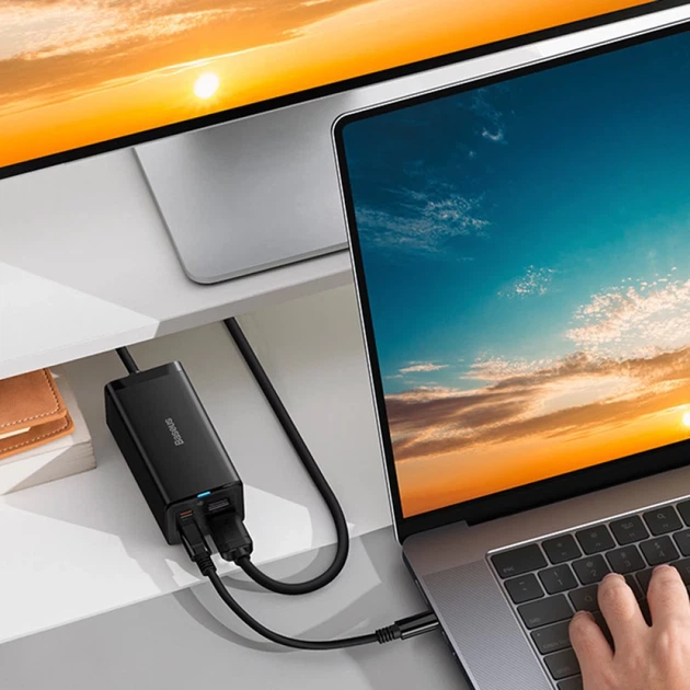 Мережевий зарядний пристрій Baseus Baseus GaN5 Pro HUB 2xUSB-C/HDMI/USB-A 100W USB-C to USB-C Cable Black (CCGP110201) - Фото 11 Мережевий зарядний пристрій Baseus Baseus GaN5 Pro HUB 2xUSB-C/HDMI/USB-A 100W USB-C to USB-C Cable Black (CCGP110201) - зображення 11