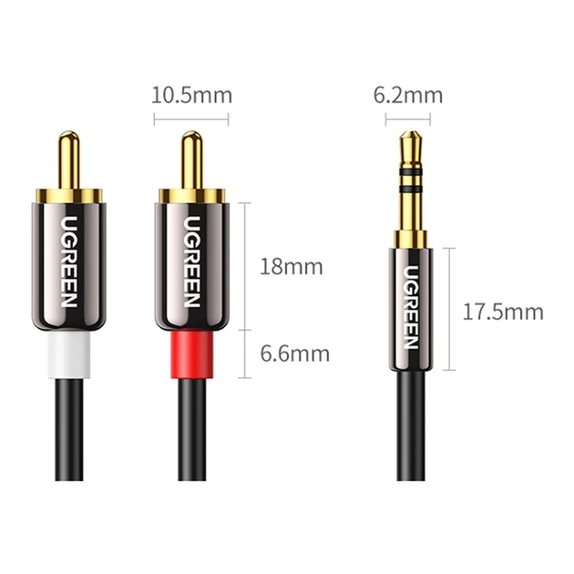 Кабель Ugreen Mini Jack 3.5mm to 2x RCA 5m Black (6957303807093) - зображення 10