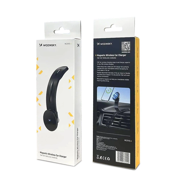 Автодержатель с функцией беспроводной зарядки Wozinsky 15W Black with MagSafe (WCZ2Y2S) - изображение 3