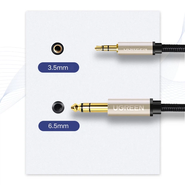 Кабель Ugreen Mini Jack 3.5mm to Jack 6.35mm 1m Grey (6957303816255) - Фото 8 Кабель Ugreen Mini Jack 3.5mm to Jack 6.35mm 1m Grey (6957303816255) - зображення 8