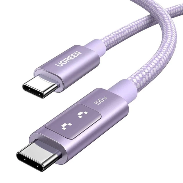 Кабель Ugreen Uno USB-C to USB-C 100W 2m Purple (6941876262168) - Фото 2 Кабель Ugreen Uno USB-C to USB-C 100W 2m Purple (6941876262168) - зображення 2