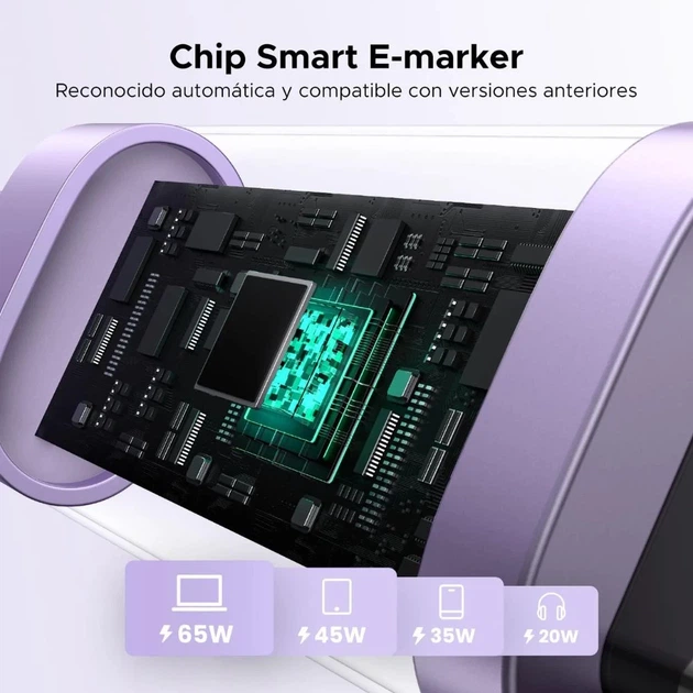 Кабель Ugreen Uno USB-C to USB-C 100W 2m Purple (6941876262168) - Фото 5 Кабель Ugreen Uno USB-C to USB-C 100W 2m Purple (6941876262168) - зображення 5