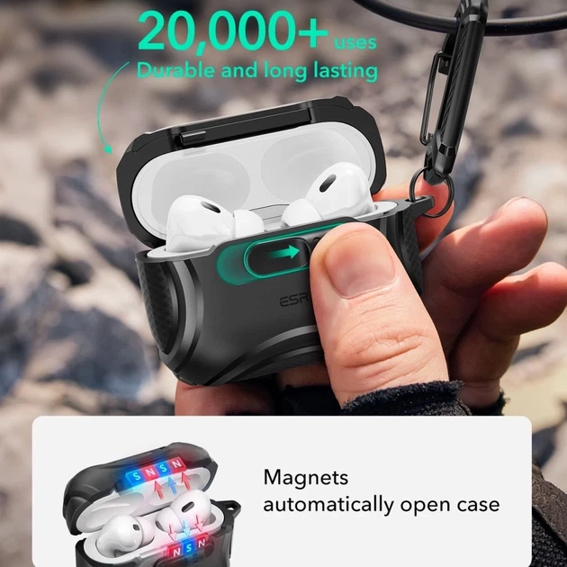 Чохол для навушників ESR Cyber FlickLock Halolock для AirPods Pro 3 Black with MagSafe (4894240289204) - зображення 4