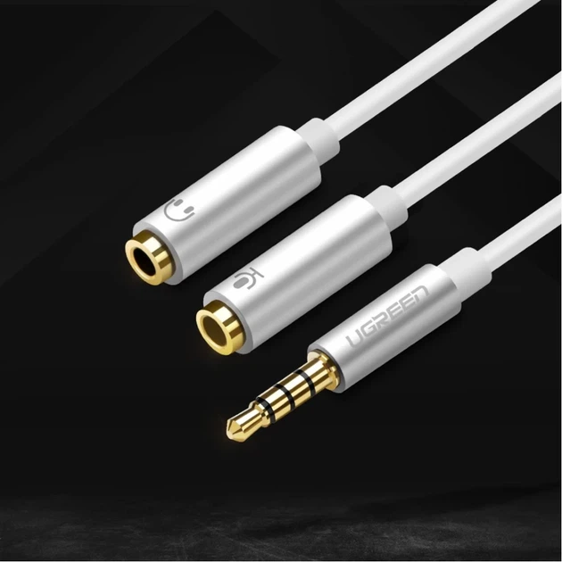 Кабель Ugreen Headphone Splitter 3.5 mm Mini Jack/AUX (Microphone + Stereo Output) 20cm Silver (6957303836192) - зображення 2