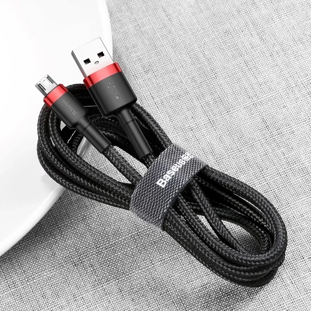 Кабель Baseus Cafule USB-A to Micro-USB 3m Black/Red (CAMKLF-H91) - изображение 6
