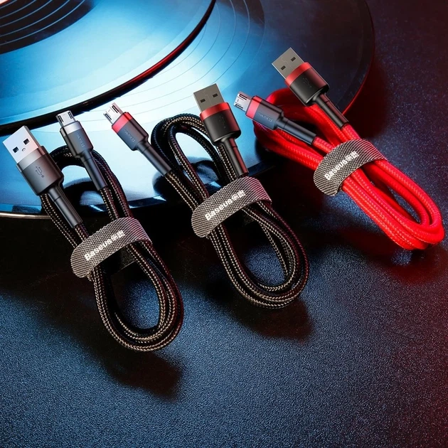 Кабель Baseus Cafule USB-A to Micro-USB 3m Black/Red (CAMKLF-H91) - изображение 9