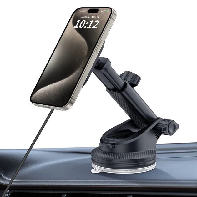Автодержатель с функцией беспроводной зарядки Tech-Protect MM15W-V6 Magnetic Dashboard & Vent Car Mount Wireless Charger 15W Black with MagSafe (59063 - изображение 8