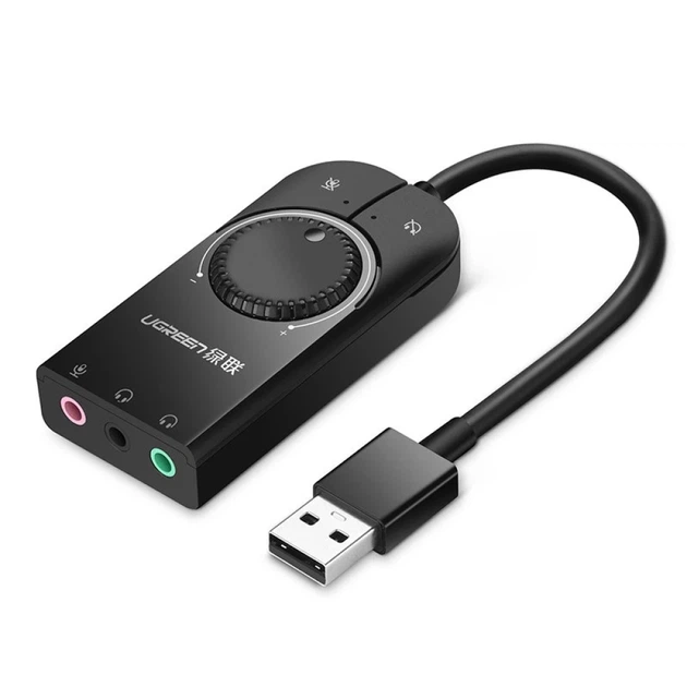 Адаптер Ugreen USB-A to 3.5mm Mini Jack with Volume Control 15cm Black (UGR084BLK) - Фото 1 Адаптер Ugreen USB-A to 3.5mm Mini Jack with Volume Control 15cm Black (UGR084BLK) - изображение 1