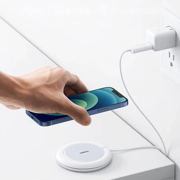 Бездротовий зарядний пристрій Ugreen with Silicone Case 15W White with MagSafe (UGR1223WHT) - зображення 5