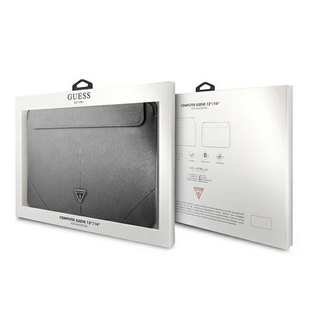 Чехол Guess Saffiano Triangle Logo 14" Silver (GUCS14PSATLG) - Фото 4 Чехол Guess Saffiano Triangle Logo 14" Silver (GUCS14PSATLG) - изображение 4