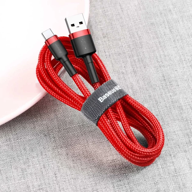Кабель Baseus Cafule USB-A to USB-C 0.5m Red (CATKLF-A09) - Фото 4 Кабель Baseus Cafule USB-A to USB-C 0.5m Red (CATKLF-A09) - изображение 4