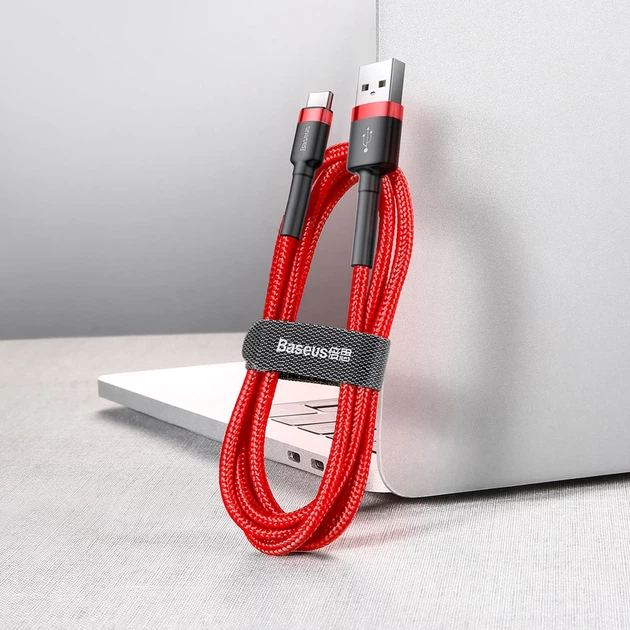 Кабель Baseus Cafule USB-A to USB-C 0.5m Red (CATKLF-A09) - Фото 5 Кабель Baseus Cafule USB-A to USB-C 0.5m Red (CATKLF-A09) - изображение 5