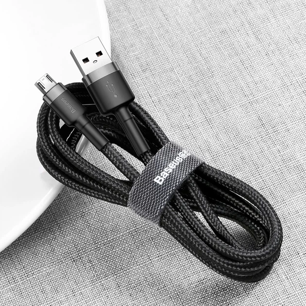 Кабель Baseus Cafule USB-A to Micro-USB 3m Black/Grey (CAMKLF-HG1) - изображение 6