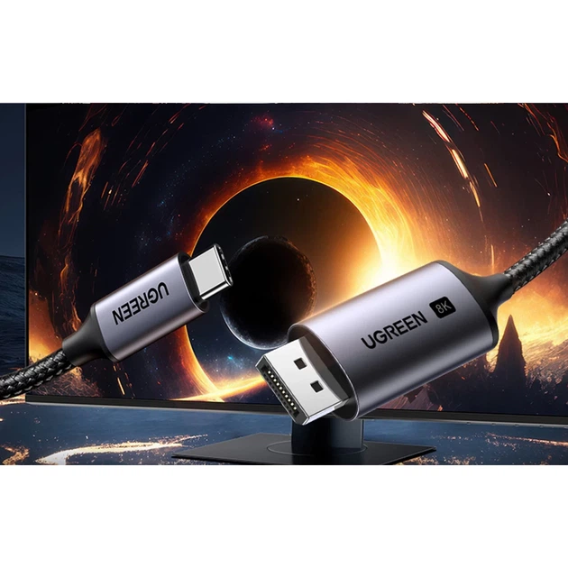 Кабель Ugreen US355 USB-C to DisplayPort 8K 2m Black (25158) - Фото 6 Кабель Ugreen US355 USB-C to DisplayPort 8K 2m Black (25158) - изображение 6