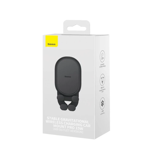 Автодержатель с функцией беспроводной зарядки Baseus Air Vent 15W Black (SUWX030001) - изображение 5