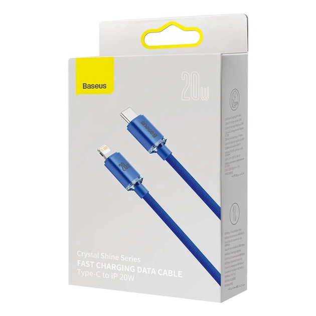 Кабель Baseus Crystal Shine USB-C to Lightning 2m Blue (CAJY000303) - изображение 5