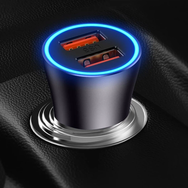 Автомобильное зарядное устройство Baseus Golden Contactor Max Dual Fast Charger Car Charger USB + USB Type-C Blue (CGJM000103) - изображение 15