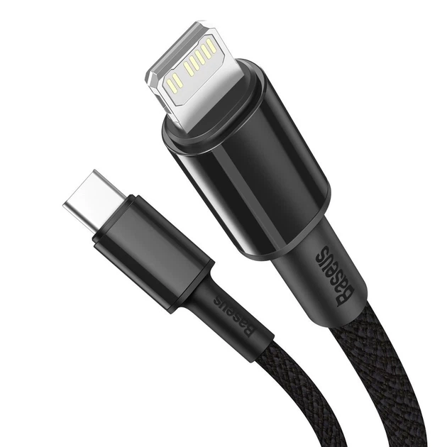 Кабель Baseus High Density Braided USB-C to Lightning 1m Black (CATLGD-01) - Фото 3 Кабель Baseus High Density Braided USB-C to Lightning 1m Black (CATLGD-01) - изображение 3