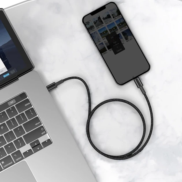 Кабель Baseus High Density Braided USB-C to Lightning 1m Black (CATLGD-01) - Фото 9 Кабель Baseus High Density Braided USB-C to Lightning 1m Black (CATLGD-01) - изображение 9