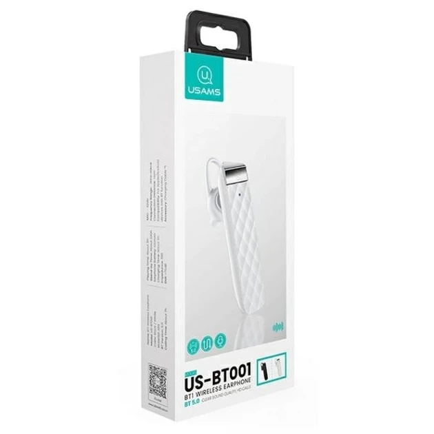 Bluetooth-гарнитура Usams BT001 BT1 Bluetooth 5.0 White (BHUBT102) - изображение 2