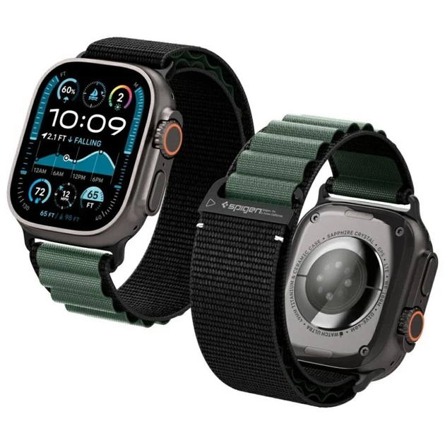 Remień Spigen WBF1 do Apple Watch 49 46 45 44 mm Black Green (8800283313574) - Zdjęcie 9 Remień Spigen WBF1 do Apple Watch 49 46 45 44 mm Black Green (8800283313574) - obraz 9
