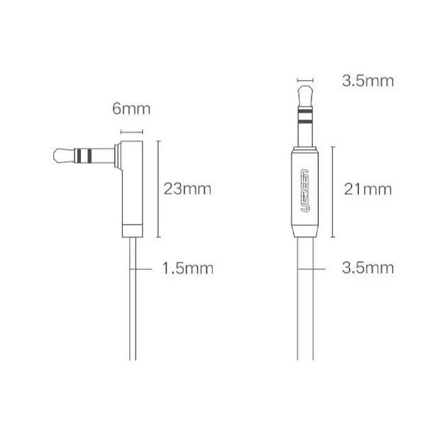 Кабель Ugreen AV119 Angled AUX 3.5mm Mini Jack to AUX 3.5mm Mini Jack 1m Black (10597B) - изображение 7