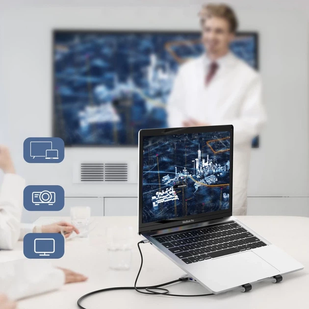 Док-станция для ноутбука Choetech 2xUSB-A/USB-C/HDMI/TF/SD Silver (HUB-M43-SL) - Фото 8 Док-станция для ноутбука Choetech 2xUSB-A/USB-C/HDMI/TF/SD Silver (HUB-M43-SL) - изображение 8