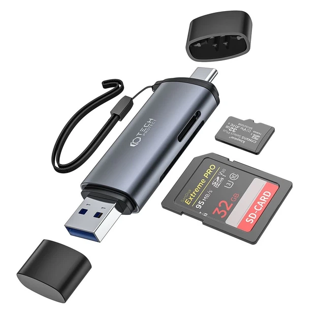 Адаптер Tech-Protect UltraBoost Card Reader SD & Micro SD Grey (9490713934685) - Фото 1 Адаптер Tech-Protect UltraBoost Card Reader SD & Micro SD Grey (9490713934685) - изображение 1