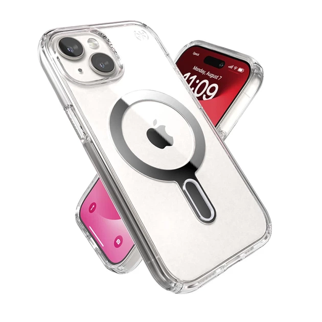 Чехол Speck Presidio Perfect-Clear ClickLock для iPhone 15 | 14 | 13 Clear Chrome with MagSafe (150441-3199) - Фото 11 Чехол Speck Presidio Perfect-Clear ClickLock для iPhone 15 | 14 | 13 Clear Chrome with MagSafe (150441-3199) - изображение 11