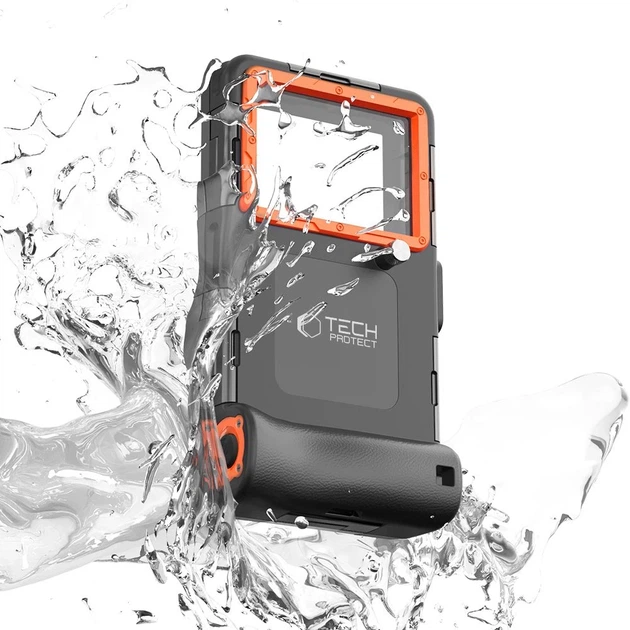 Водонепроницаемый чехол Tech-Protect IPX8 Universal Diving Waterproof Case Black Orange (5906302310234) - изображение 2