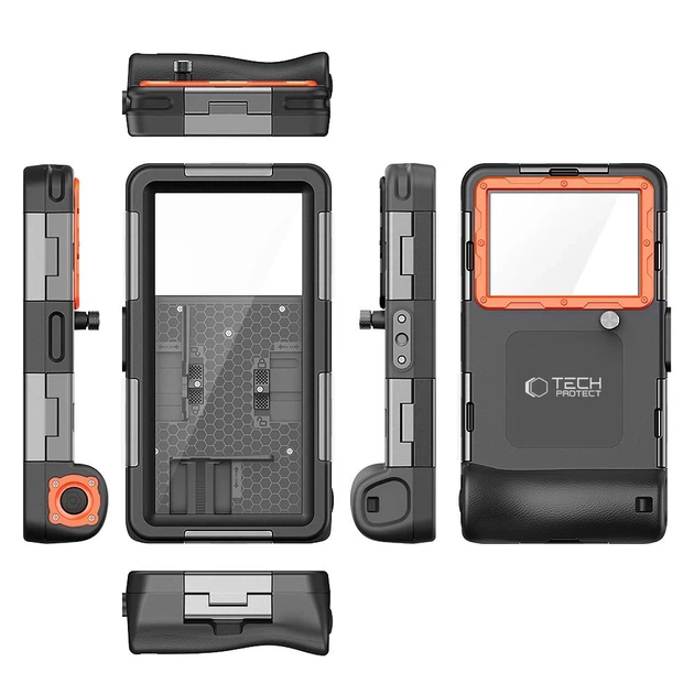 Водонепроницаемый чехол Tech-Protect IPX8 Universal Diving Waterproof Case Black Orange (5906302310234) - изображение 4